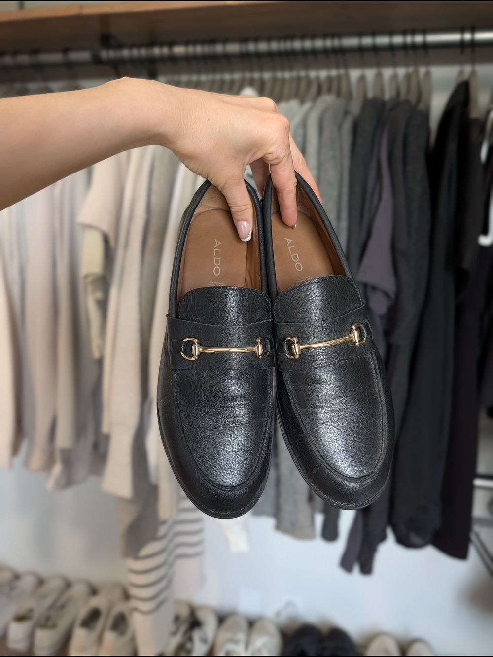 ALDO Black Leather Slip-On Shoe